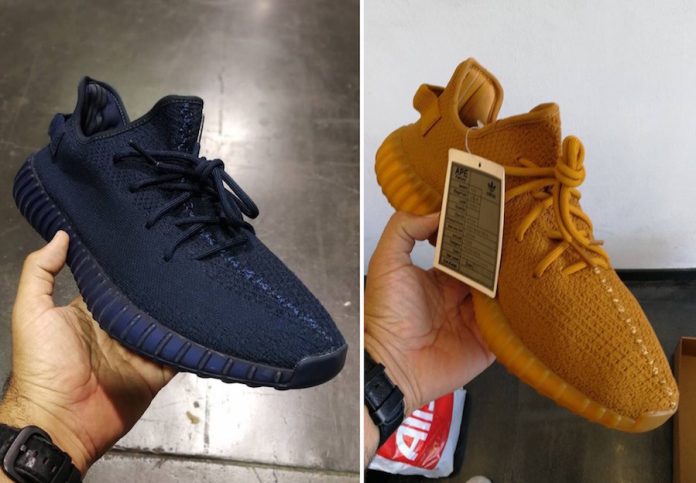 adidas-yeezy-boost-350-v2-samples-midnight-blue-gold-ochre- adidas Yeezy Boost 350 V2 Samples Blue Gold